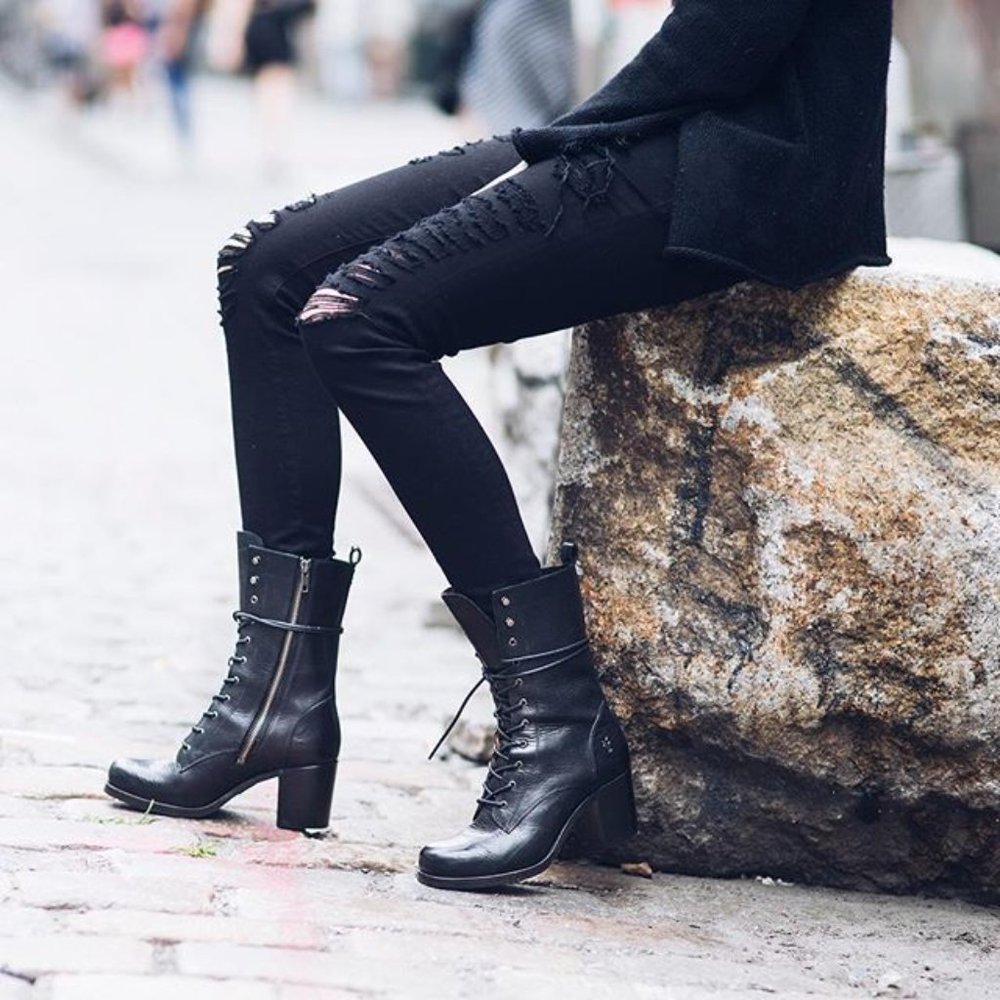 $429 Frye Kendall Lace Up Brown Genuine Leather Mid-Calf Heeled ZipUp Ankle Boot - Picture 6 of 16